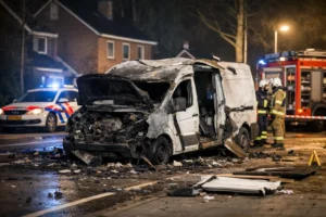 Explosie veroorzaakt flinke schade aan bestelauto in Soesterberg