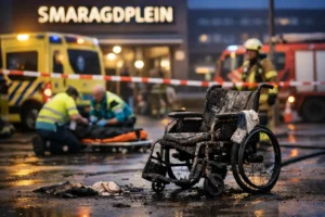 Man in rolstoel op Smaragdplein ernstig gewond na brandincident
