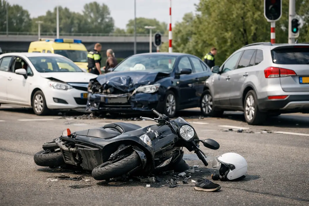 Scooter en drie auto's betrokken bij ongeluk in Amersfoort