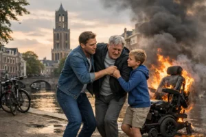 Vader en zoon redden man uit brandende elektrische rolstoel in Utrecht