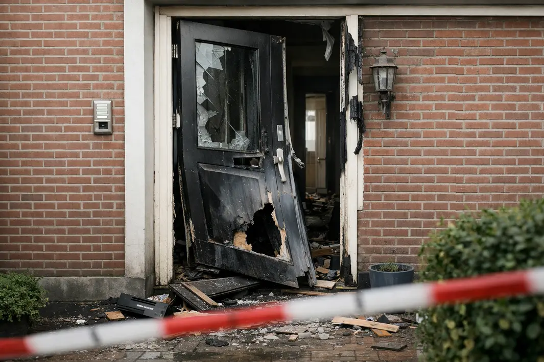 Voordeur beschadigd na mogelijke explosie in Amersfoort