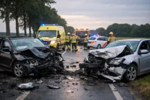 Zware schade door frontale botsing op Lijnweg in Rhenen