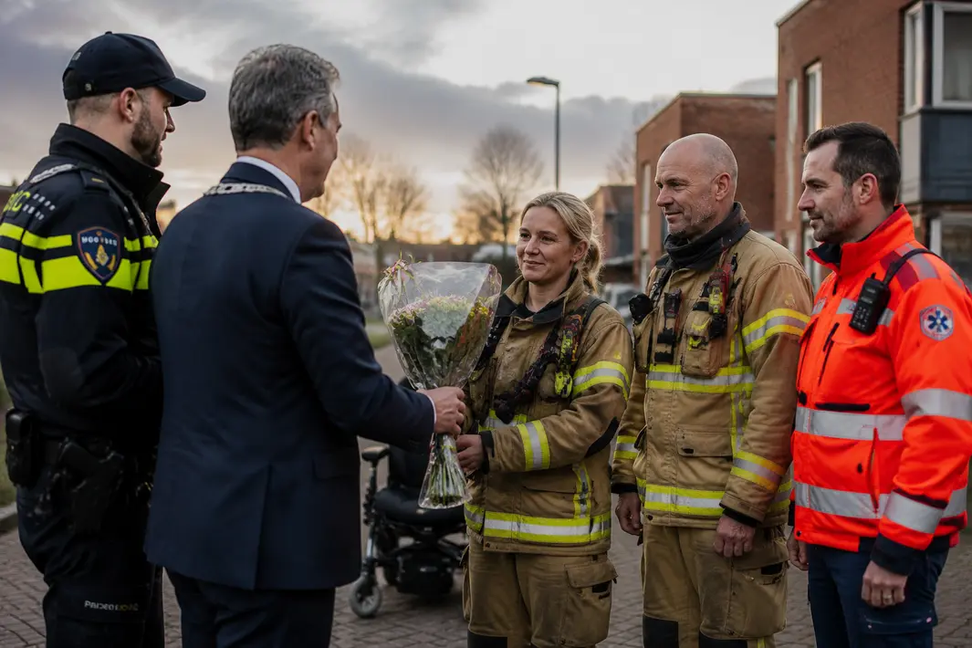 Burgemeester en politie eren hulpverleners bij incident met brandende rolstoel