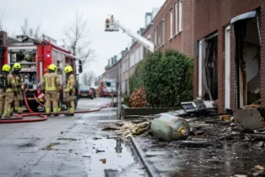 Explosie van gasfles veroorzaakt brand aan Copierlaan in Leerdam