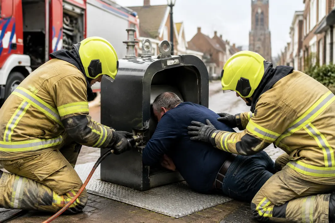 Man bekneld met hand in ondergrondse container in Leerdam, brandweer helpt