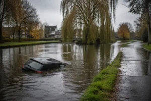 Auto raakt te water op de Randhoeve in Houten