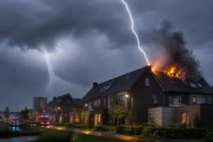 Brand in woning na blikseminslag in Leidsche Rijn