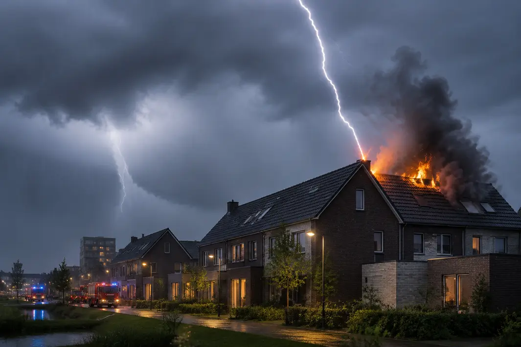 Brand in woning na blikseminslag in Leidsche Rijn