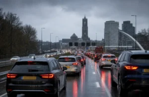 Verkeersdrukte in Utrecht door slecht weer en vakantieverkeer
