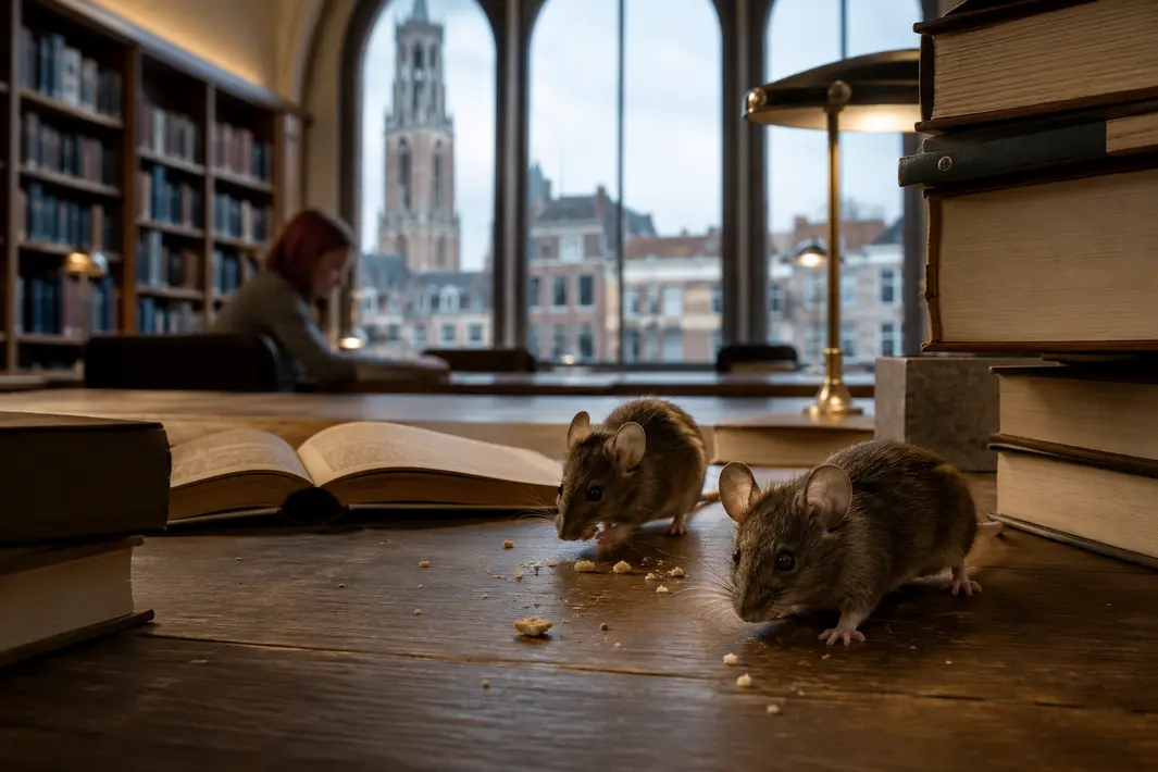 Muizenoverlast in universiteitsbibliotheek aan de Drift in Utrecht