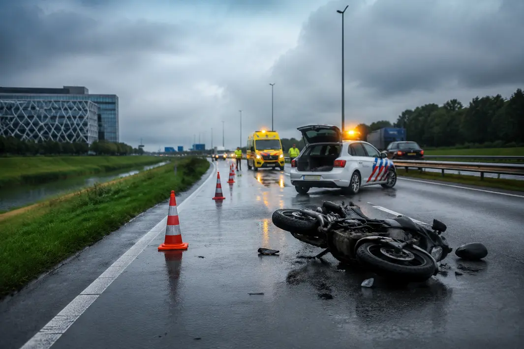 Parallelbaan A2 bij Lage Weide afgesloten na ernstig motorongeval